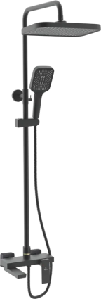 Душевая стойка Rose R1836H черная цвет черный, штанга 150 см, шланг металлический 150 см