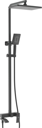 Душевая стойка Rose R1556H черная цвет черный, штанга 152 см, шланг металлический 150 см