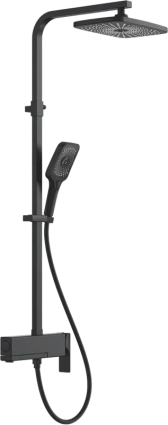 Душевая стойка Rose R1036H черная цвет черный, штанга 150 см, шланг пластиковый 150 см