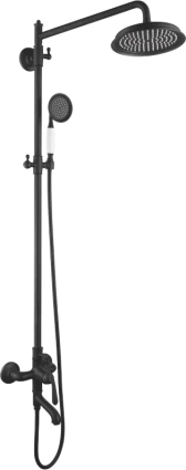 Душевая стойка Rose R0236H черная цвет черный, штанга 165 см, шланг металлический 150 см