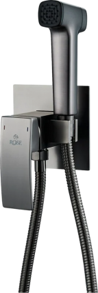 Гигиенический душ Rose R1505T-2 со смесителем, С ВНУТРЕННЕЙ ЧАСТЬЮ, оружейная сталь, цвет темный хром