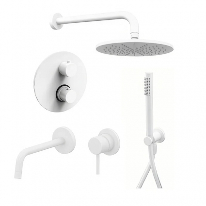 Комплект для ванной Paffoni Light KITLIQ018BO006 С ВНУТРЕННЕЙ ЧАСТЬЮ, белый матовый, шланг пластиковый 150 см