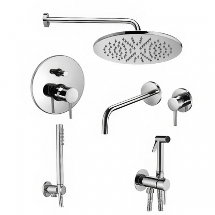 Комплект для ванной Paffoni Light KITZLIG015CR006 С ВНУТРЕННЕЙ ЧАСТЬЮ, хром, шланг двойная оплетка 150 см
