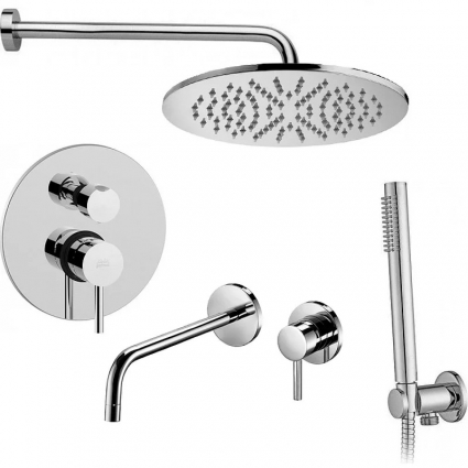 Комплект для ванной Paffoni Light KITLIG018CR006 С ВНУТРЕННЕЙ ЧАСТЬЮ, хром, шланг пластиковый 150 см