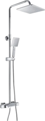 Душевая стойка Rose R3736 с термостатом, хром, штанга 148 см, шланг металлический 150 см