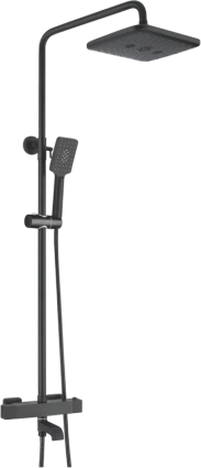 Душевая стойка Rose R3536H с термостатом, черная, цвет черный, штанга 145 см