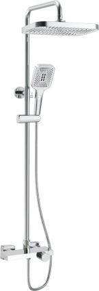 Душевая стойка Rose R1896-6 с термостатом, хром, штанга 150 см, шланг металлический 150 см
