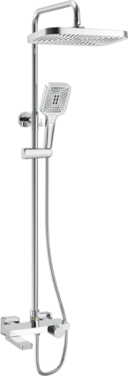 Душевая стойка Rose R1896 с термостатом, хром, штанга 150 см, шланг металлический 150 см