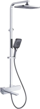 Душевая стойка Rose R1096 с термостатом, хром, штанга 150 см, шланг пластиковый 150 см