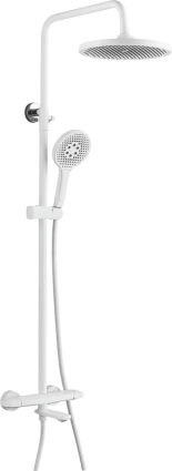 Душевая стойка Rose R3936C белая цвет белый, штанга 150 см, шланг металлический 150 см