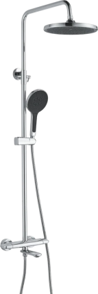 Душевая стойка Rose R3936 хром штанга 150 см, шланг металлический 150 см