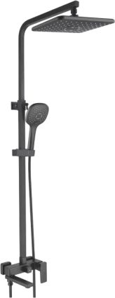 Душевая стойка Rose R2836H черная цвет черный, штанга 140 см, шланг металлический 150 см