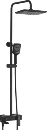 Душевая стойка Rose R2736H черная цвет черный, штанга 148 см, шланг металлический 150 см