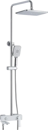 Душевая стойка Rose R2736F белый, хром, штанга 148 см, шланг металлический 150 см