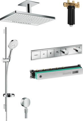 Душевой комплект Hansgrohe Rainmaker Select 460 (2 jet) 24004400 + 26631400 + 27506000 + 15381000 цвет серый, штанга 8.2 см