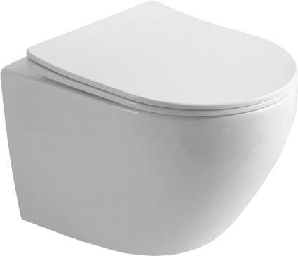Унитаз подвесной WesnaArt Nova 204-NOV03 с микролифтом, безободковый, белый, 36x49 см
