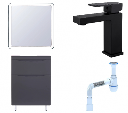 Комплект: Мебель для ванной Style Line Бергамо Мини 70 Люкс Plus + Смеситель Haiba HB10803-7 + Сифон АниПласт