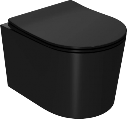 Унитаз подвесной Point Веста PN41701BM черный матовый, безободковый, с микролифтом, 37x49 см