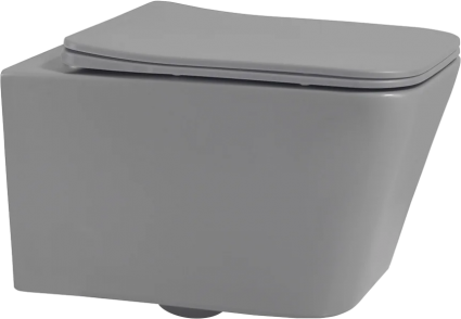 Унитаз подвесной Abber Rechteck AC1201MG безободковый, с микролифтом, матовый серый, 35.5x53 см