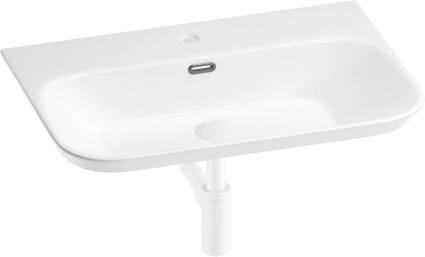 Раковина Wellsee Éclatant 2.0 201001755 65, с сифоном и донным клапаном, глянцевый белый, матовый белый