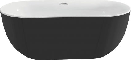 Акватек Акриловая ванна AQUATEK Афина AQ-144778BL 170x80 см, отдельностоящая, глянцевая черная, овальная, на ножках, со сливом-переливом, объем 253 л.