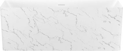 Акриловая ванна Wellsee Pure BY Wellsee 165x75 см, отдельностоящая, матовый белый мрамор, глянцевая белая, на ножках, со сливом-переливом, с донным клапаном, фурнитура белая, прямоугольная, объем 300 л.