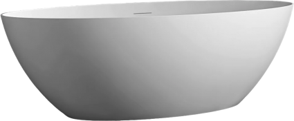 Акриловая ванна Abber AB9374-1.8 180x85 см, отдельностоящая, белая матовая, овальная, с каркасом, со сливом-переливом, объем 250 л.