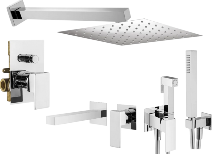 Комплект для ванной Plumberia Selection Tag KITTG15CR220 С ВНУТРЕННЕЙ ЧАСТЬЮ, хром, шланг пластиковый 150 см