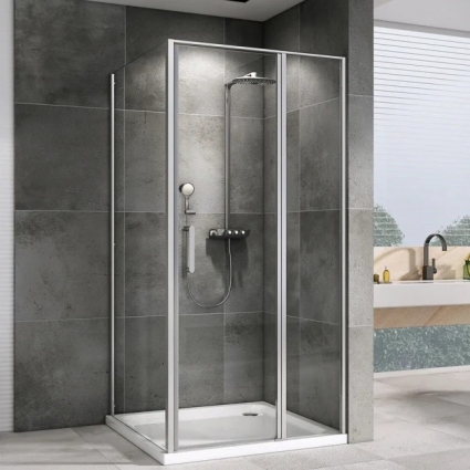 Душевой уголок Abber Sonnenstrand AG04110S-S100 100x110, профиль хром, стекло прозрачное, прямоугольный, двери распашные