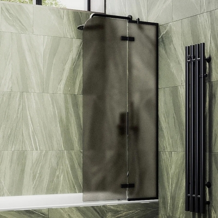 Шторка на ванну Maybahglass MGV-917-6 99 см, профиль черный, стекло бронза матовое, правая