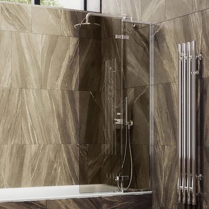 Шторка на ванну Maybahglass MGV-657-4 69 см, профиль хром, стекло бронза в современном стиле