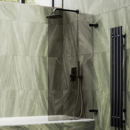 Шторка на ванну Maybahglass MGV-651-6 70 см, профиль черный, стекло бронза в современном стиле