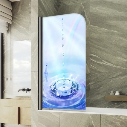 Шторка на ванну Maybahglass MGV-929-ФП012-6 70 см, профиль черный, правая