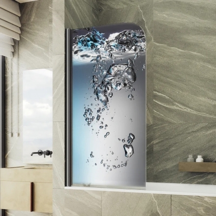 Шторка на ванну Maybahglass MGV-930-ФП010-6 80 см, профиль черный, правая