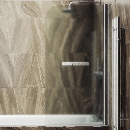 Шторка на ванну Maybahglass MGV-787-5 70x140, профиль матовый хром, стекло сатин в современном стиле