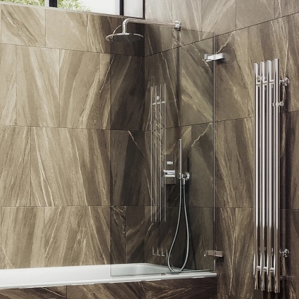 Шторка на ванну Maybahglass MGV-645-4 70 см, профиль хром, стекло прозрачное в современном стиле