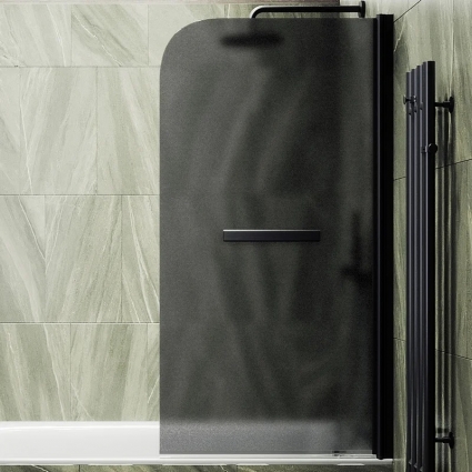 Шторка на ванну Maybahglass MGV-792-6 80x140, профиль черный, стекло матовый графит в современном стиле