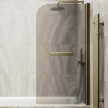 Шторка на ванну Maybahglass MGV-790-2 80x140, профиль бронза, стекло матовая бронза в современном стиле