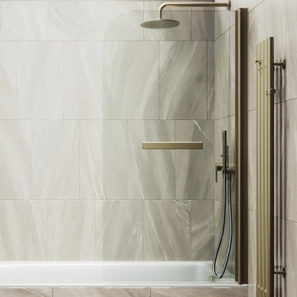 Шторка на ванну Maybahglass MGV-782-2 70x140, профиль бронза, стекло прозрачное в современном стиле