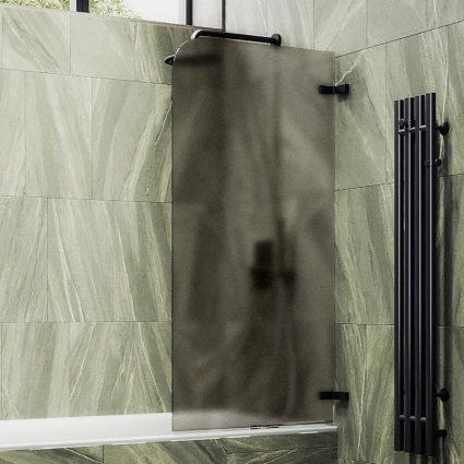 Шторка на ванну Maybahglass MGV-647-6 40 см, профиль черный, стекло бронза матовое, правая