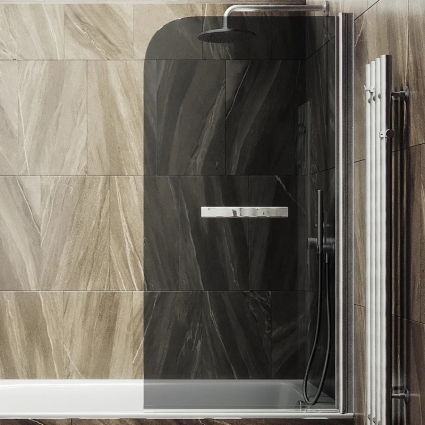 Шторка на ванну Maybahglass MGV-791-5 80x140, профиль матовый хром, стекло графит в современном стиле