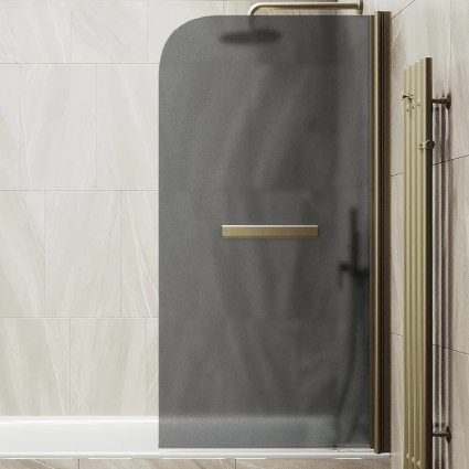 Шторка на ванну Maybahglass MGV-786-2 70x140, профиль бронза, стекло матовый графит в современном стиле