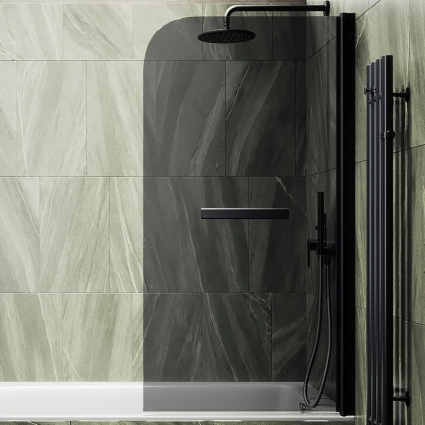Шторка на ванну Maybahglass MGV-785-6 70x140, профиль черный, стекло графит в современном стиле