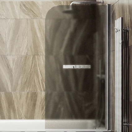 Шторка на ванну Maybahglass MGV-778-5 60x140, профиль матовый хром, стекло матовая бронза в современном стиле