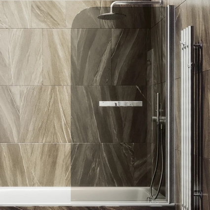 Шторка на ванну Maybahglass MGV-777-5 60x140, профиль матовый хром, стекло бронза в современном стиле