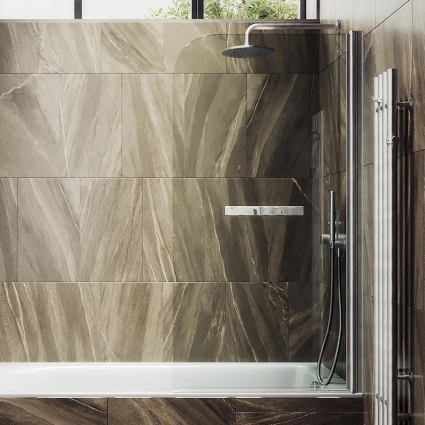 Шторка на ванну Maybahglass MGV-788-5 80x140, профиль матовый хром, стекло прозрачное в современном стиле