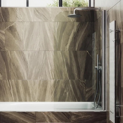 Шторка на ванну Maybahglass MGV-596-5 40x140, профиль матовый хром, стекло прозрачное в современном стиле
