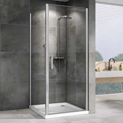Душевой уголок Abber Sonnenstrand AG04060-S75 75x60, профиль хром, стекло прозрачное, прямоугольный, двери распашные