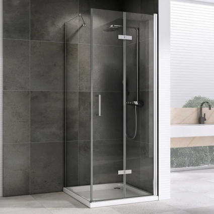 Душевой уголок Abber Zart AG08070P-S101 70х100, профиль хром, стекло прозрачное, прямоугольный, двери складные