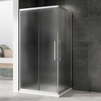 Душевой уголок Abber Schwarzer Diamant AG02128MH 120x80, профиль хром матовый, стекло матовое, прямоугольный, двери раздвижные